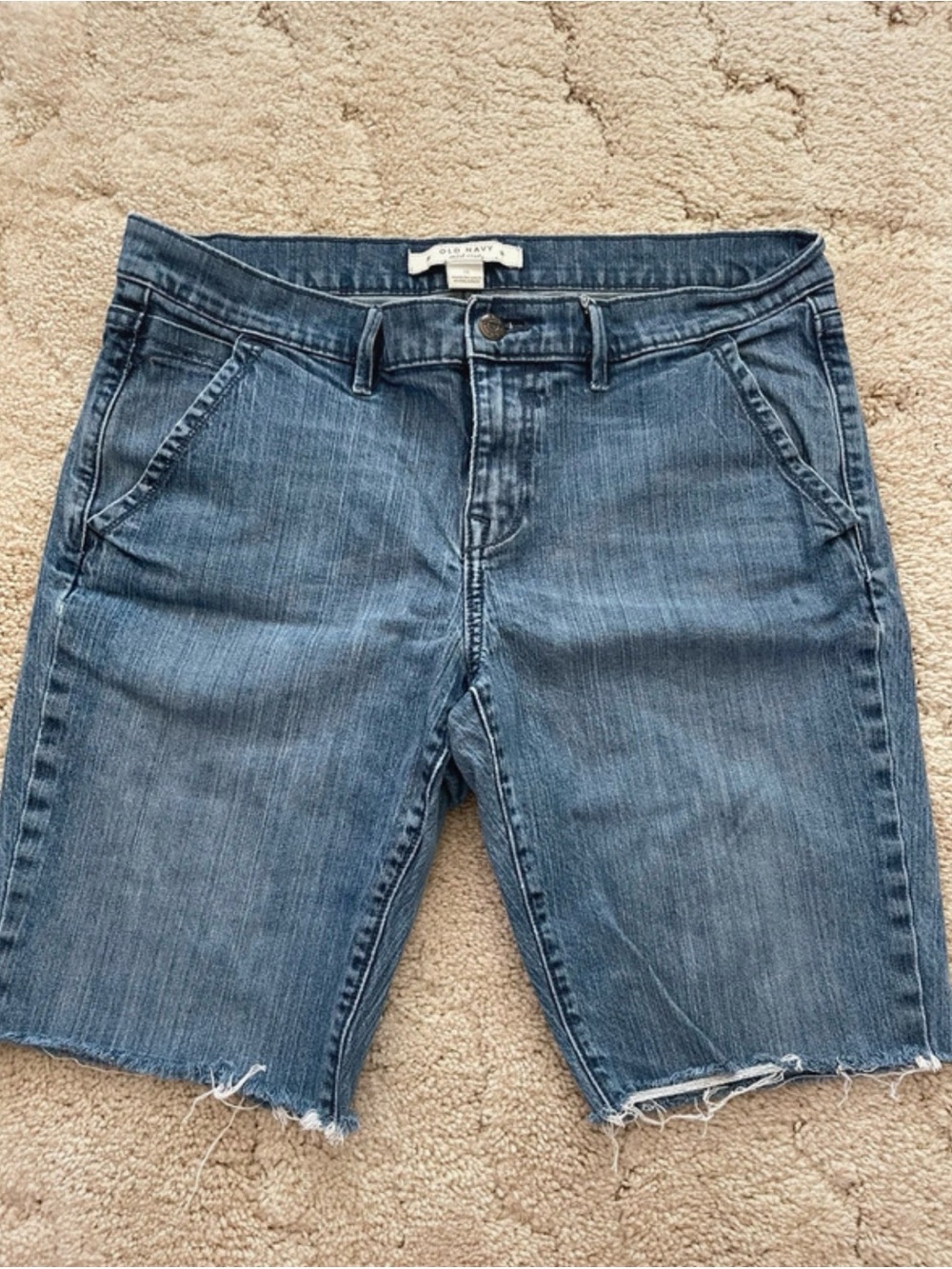 Old Navy Blue Denim Jean Shorts distressed Coastal Beach Sz 14